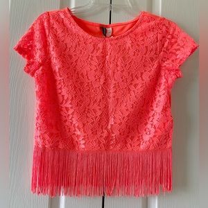 H&M Lace Fringe Top - Orange